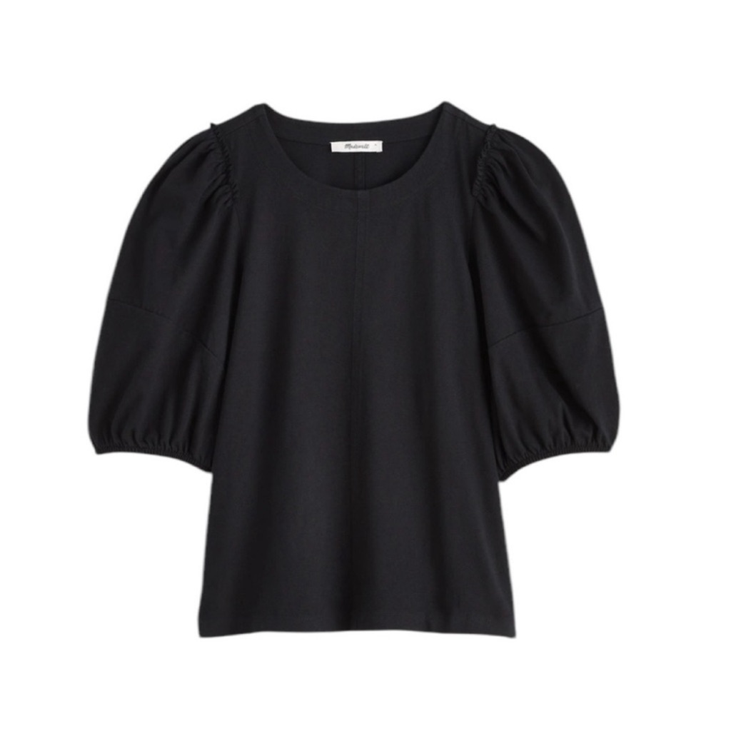 Madewell Short Puff-Sleeve Tee In Jet Black